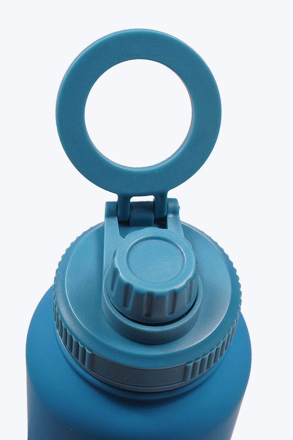 TERMO DE ACERO INOXIDABLE CON SOPORTE PARA CELULAR 2 EN 1 AZUL 950ML