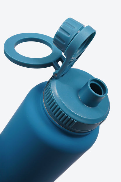 TERMO DE ACERO INOXIDABLE CON SOPORTE PARA CELULAR 2 EN 1 AZUL 950ML