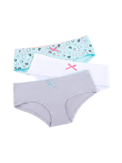Calzón Algodón Teen X3 Celeste-Gris-Blanco Calzón