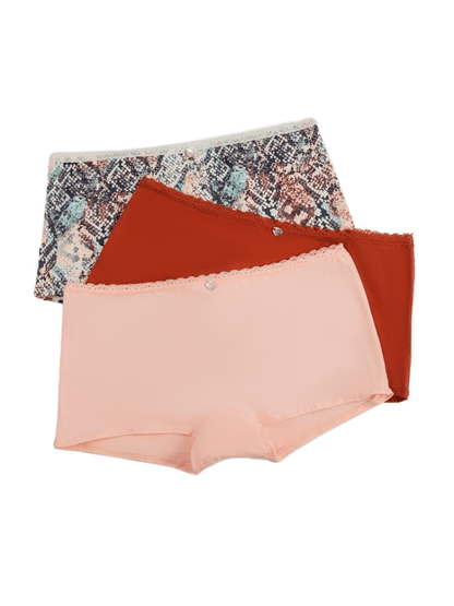 Calzón Algodón Paq X3 Rosa-Terracota-Crema Estampado / S Calzón