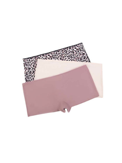 Calzón Blumer Bóxer Corte Láser Café-Beige-Animal Print Pack X3 Calzón