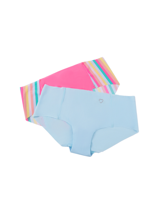 Calzón Corte Láser Clásico X2 Celeste-Rosa Rayas Calzón